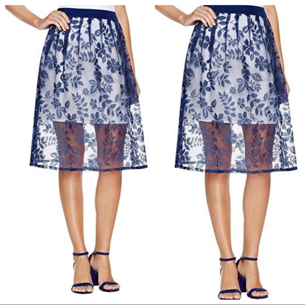 Finity floral overlay mesh a-line skirt